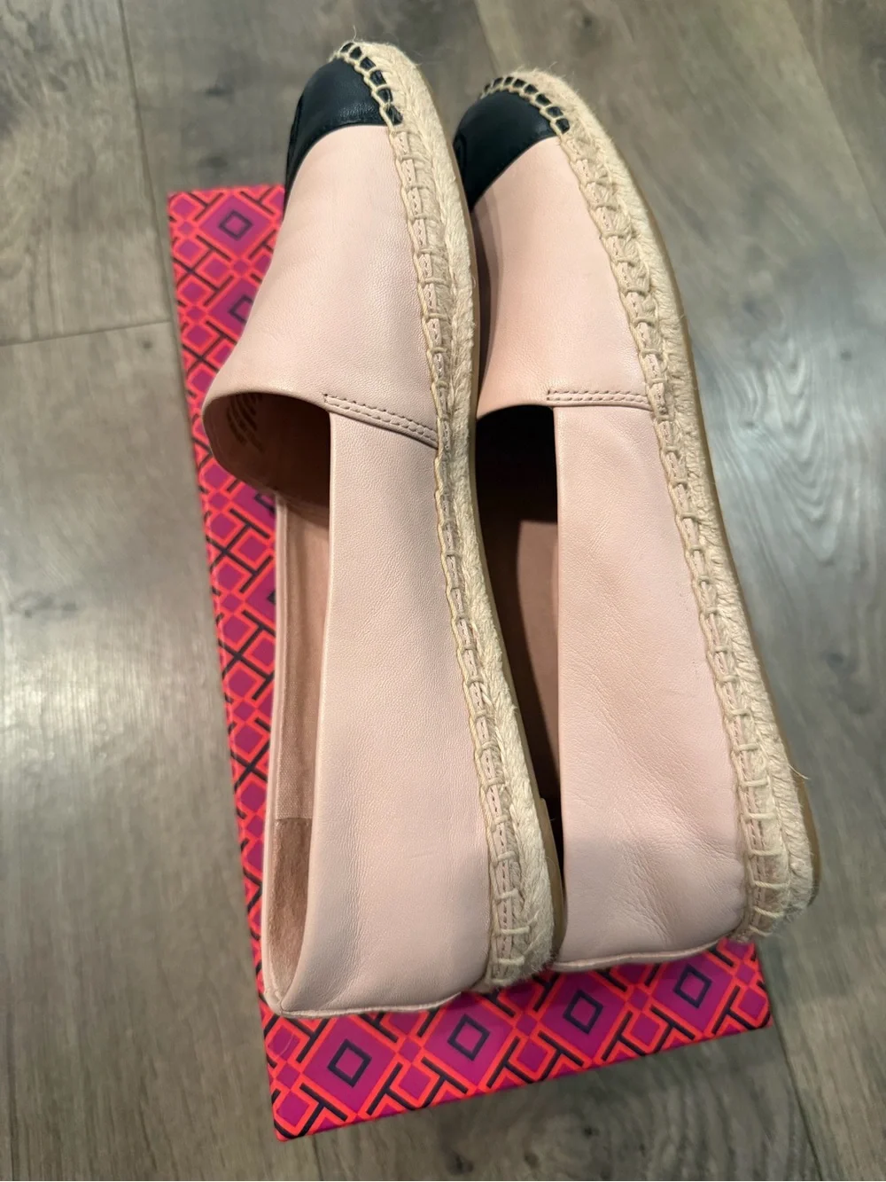 Tory Burch Seashell Pink Leather Espadrilles
